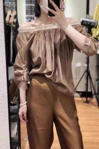 天丝一字肩小衫，女装，玩美