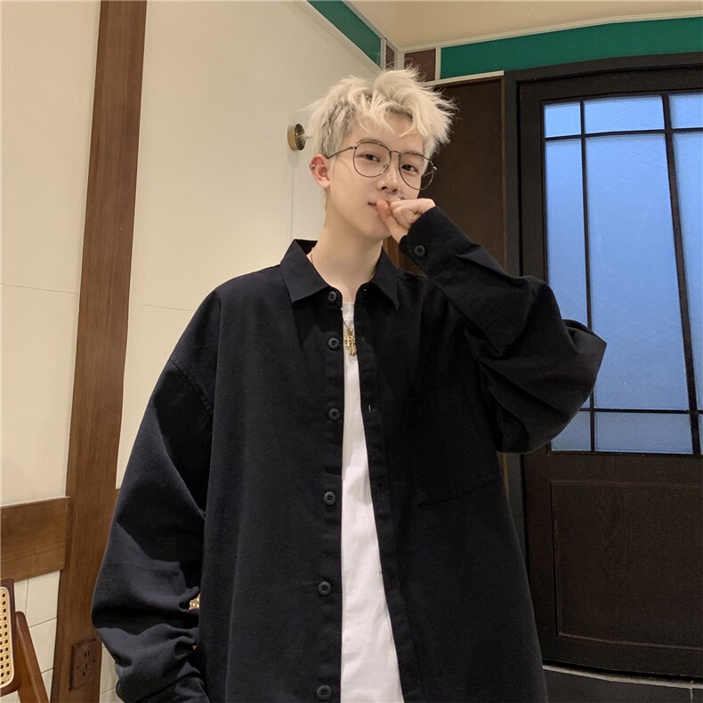 抖音供货2024春装新款复古水洗棉布长袖衬衫外套A158-cs01-P38,男装衬衫,电商A158-1