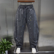 1506-1/KH3101/P39泼墨涂鸦休闲裤男夏季薄款弯刀阔腿裤宽松美式，男装休闲裤，星座1506-1