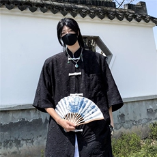 2024春夏风男装中式唐装汉服短袖提花衬衫1279P40，男装衬衫，星座410-2