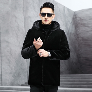 GBN8610冬季新款男士金貂绒外套短款连帽夹克仿貂绒男装P205图片
