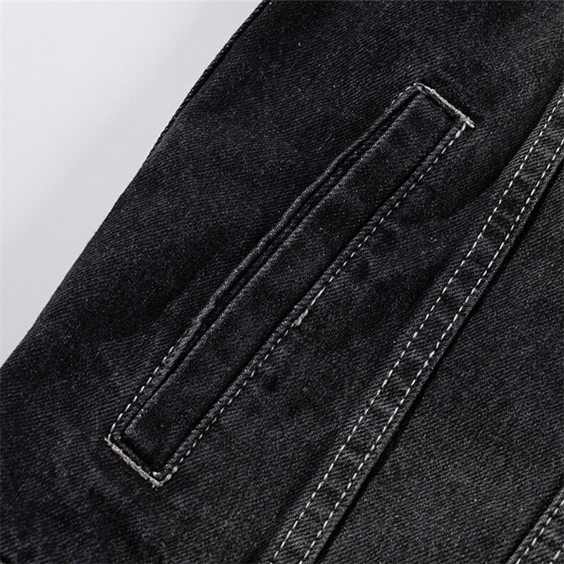 JK575-p95-限价128  现货白底牛仔夹克肥仔量足破洞印花大码图片