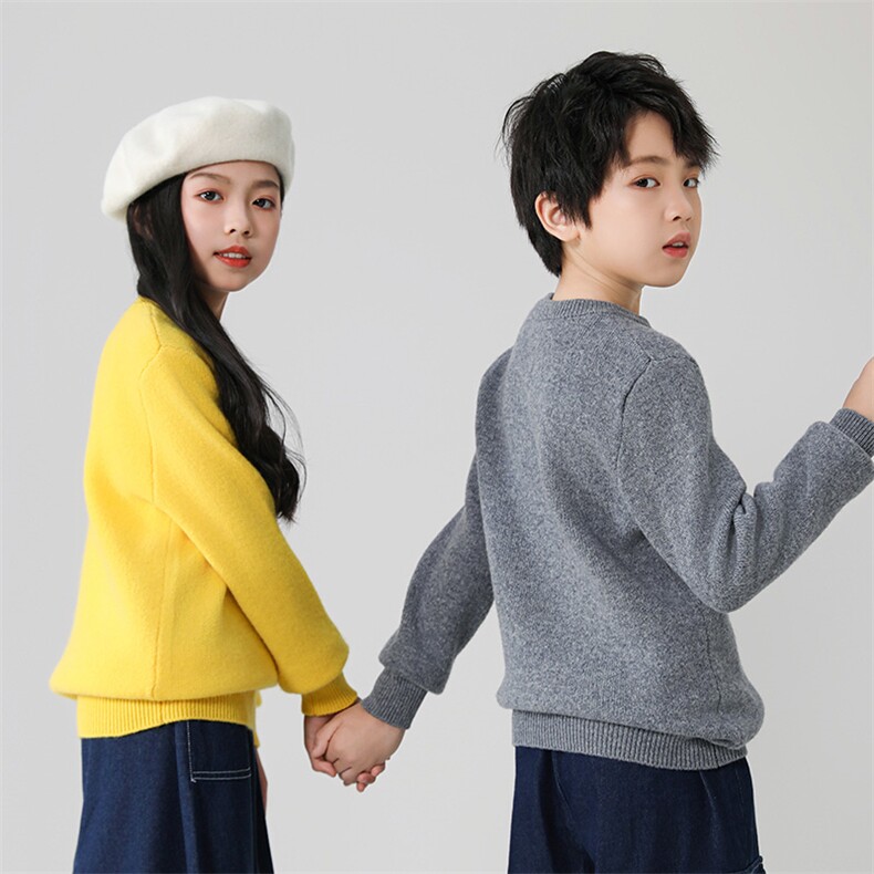 秋冬儿童羊毛衫男女同款提花小狗图案套头毛衣,童装儿童羊毛衫,凯旺羊绒