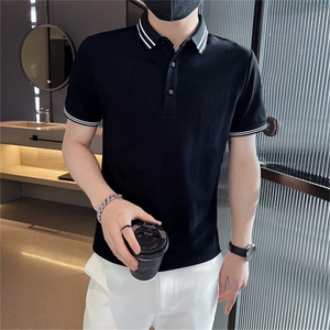 主推品质大码简约撞色领大码短袖翻领Polo衫潮牌上衣T063-38图片