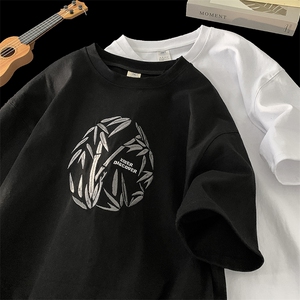 刺绣高转化中性风潮牌短袖t恤男学生宽松416B-1-DT861-特P28限48,中发学生穿搭图片