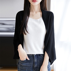 莱赛尔针织披肩防晒衣外套女2025新款慵懒宽松外搭上衣冰丝空调衫，披肩，朝思羊绒