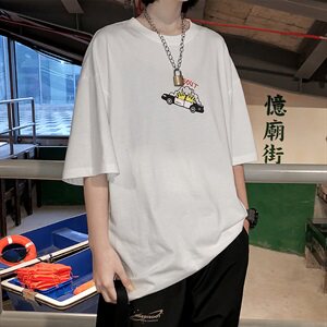 【】A003-HT1019-P30夏装新款卡通汽车印花圆领t恤 女模图片