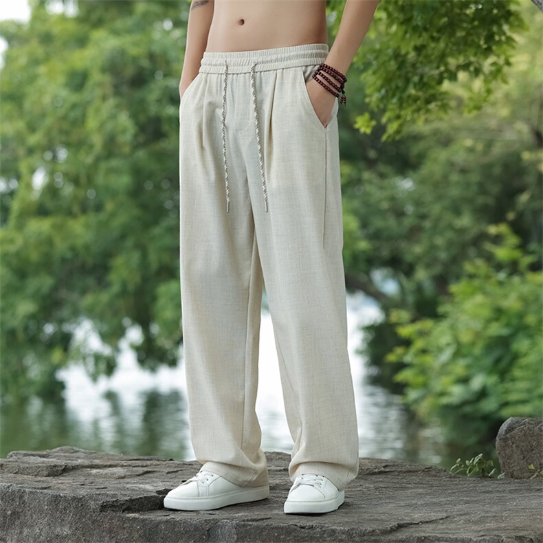 风亚麻松弛感休闲直筒裤星座815-8606p75,男装休闲裤,星座815（原A203）