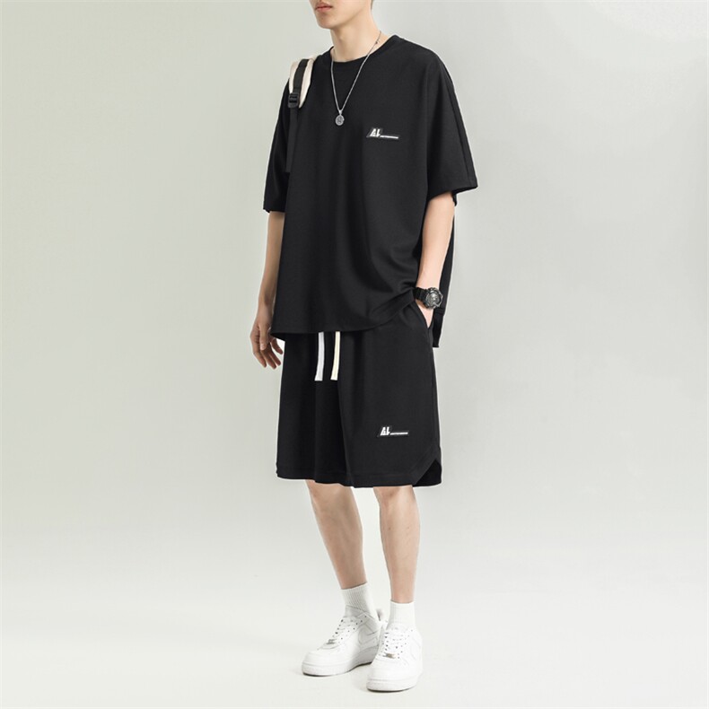 运动套装夏季冰丝速干短袖夏装薄款透气宽松休闲TZ11-特批-70,男装休闲套装,星座718