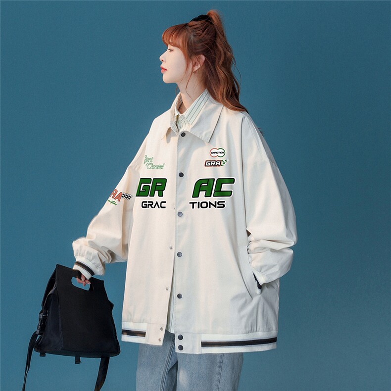 中性风秋季宽松休闲棒球服纯色机车服情侣外套女G6723P65控78,男装工装外套,电商A268