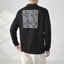 轻熟风设计感腰果花拼接小翻领POLO卫衣PL10/P60特，男装Polo衫，电商A243