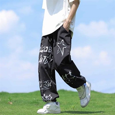 美式高街水洗印花牛仔裤男春秋款ins宽松百搭直筒裤K01160-P38，男装牛仔裤，星座308B-1