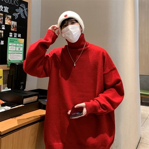 MG8507-JH-MK P35升级重磅两翻领加厚毛衣慵懒风男针织衫高领线衫图片
