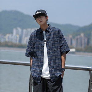 复古衬衫男夏装港风学生宽松新款男装上衣外穿C0203-P40