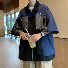 慵懒五分袖潮青春流行男标准日系气质新款简约潮流衬衫文艺夏季，男装衬衫，星座716-4