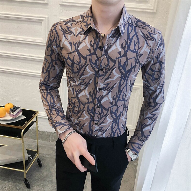 312A-5-284-P55长袖高级感秋季休闲英伦发型师韩版纯色男士衬衣,男装衬衫,星座312A-5