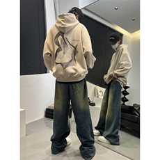 W6111P55控78400克高品麂皮绒休闲宽松带帽潮男卫衣男女，男装卫衣，电商B205