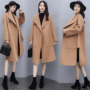 呢子大衣女长款过膝2021秋冬新款修身收腰气质斗篷长毛呢外套图片