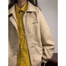 中性风黄底夹克女大码M-5XL夹克男水洗雪花皮衣女JK8741P130控168，男装皮衣，星座227-7