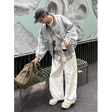 撞色复古翻领夹克牛仔衣男春秋季怀旧风水洗廓形牛仔外套JA180，男装工装外套，星座1116A（原606A-3）