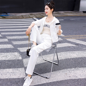 现货套装女2023年春季新款女装时尚气质休闲百搭通列阔腿裤两件套图片