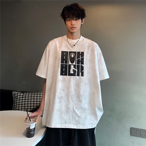 美式新款几何图案印花短袖潮男女同款T恤T708-P30图片