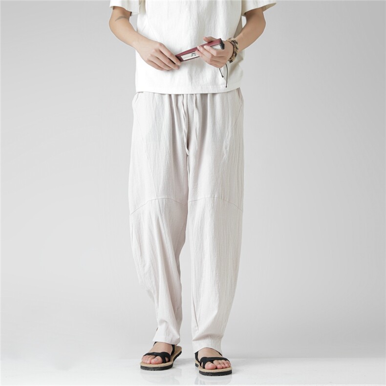 2026夏季风棉麻休闲裤汉服宽松A057-K381-P45（第二套图），男装民族服装，电商A057B