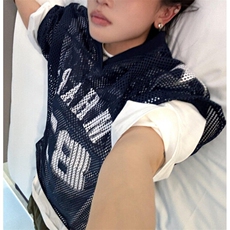 藏青色数字网眼球衣美式街头复古印花球服短袖t恤男女夏T190，男装T恤，星座1116A（原606A-3）