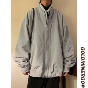 复古cityboy立领夹克外套男女春秋宽松休闲百搭棒球服JK2445-p60图片