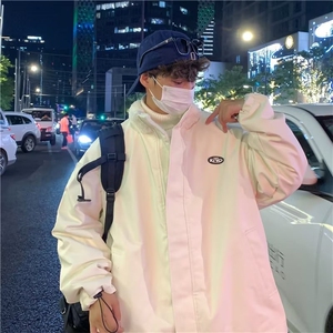 羊羔毛加绒外套ins港风两面穿棉服男冬季痞帅PU皮棉袄男V8565-P88图片