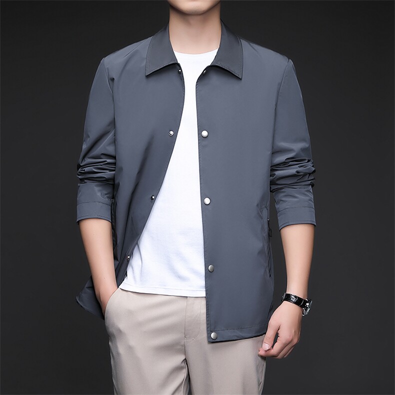 D332701春秋新款男士中长款风衣翻领外套简约通勤商务男装，男装风衣，电商B360
