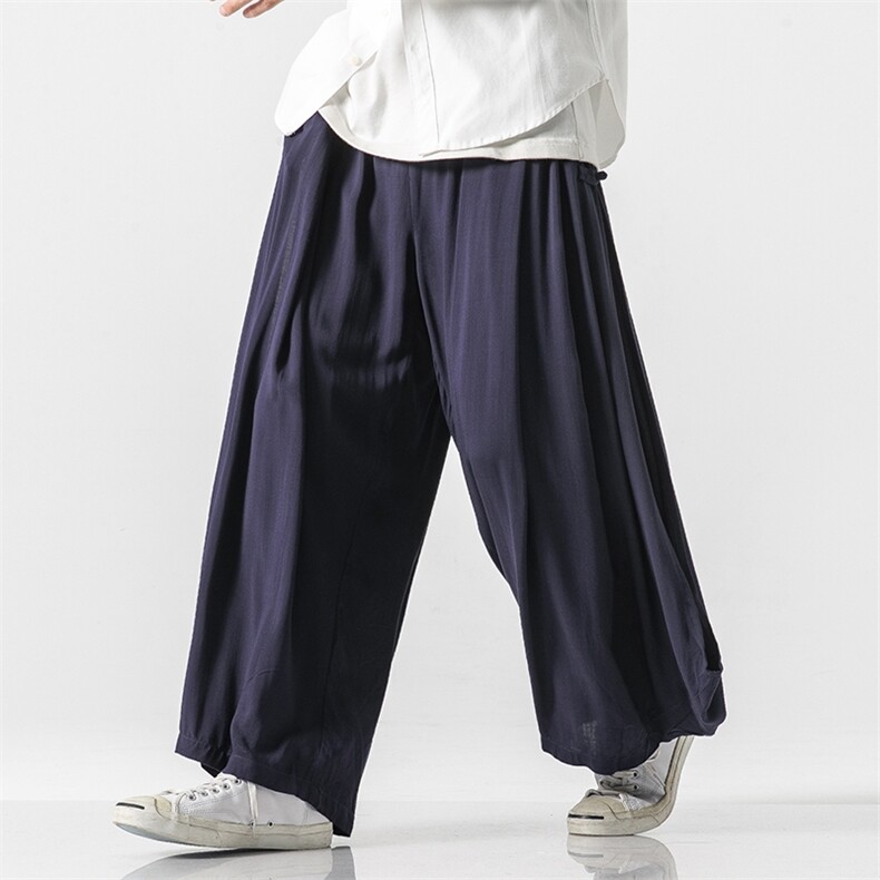 夏季大码男士风棉麻裤宽松休闲长裤双层汉服薄款K77/P100,男装民族服装,钱塘713