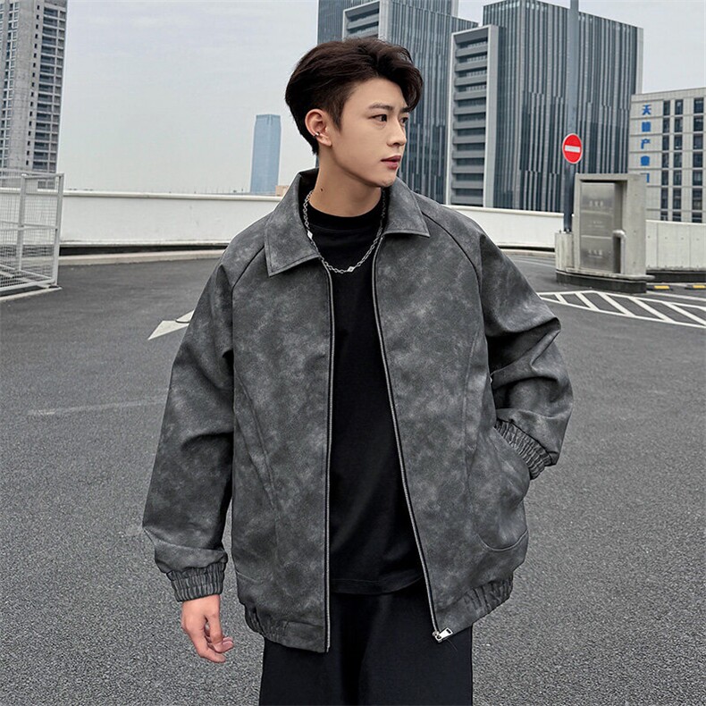 美式街头皮衣夹克男春季新款工装外套潮牌飞行夹克A436-1801-P75,男装夹克,电商A436