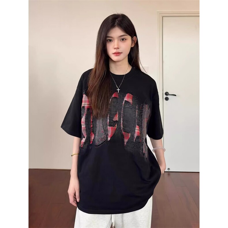 纯棉260g美式时尚情侣夏季宽松潮流印花圆领潮美式男女T恤上衣,男装T恤,星座516A