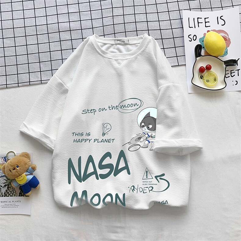 Q11187-P30 NASA春夏季七分袖t恤男大码五分袖男短袖中袖 小清新图片