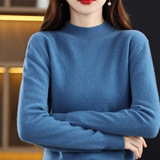秋冬新款纯色针织半高领套头上衣时尚百搭，女装羊毛衫，佳绒高端店