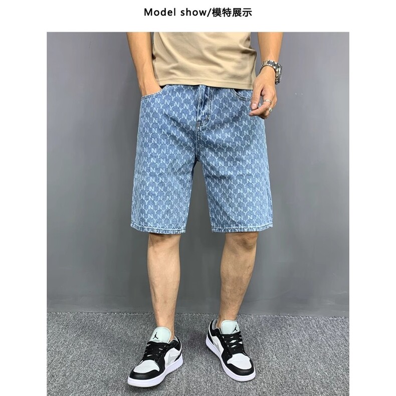 美式牛仔短裤男夏季潮牌宽松五分裤2025新款水洗五分裤TA1203-P45,男装牛仔裤,星座208-5