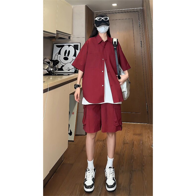 量大优供视频泡泡纱夏款短袖衬衫衬衫工装短裤男TZ17-特p55,男装牛仔裤,电商B371