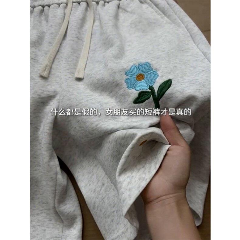 B221美式ins高街刺绣小花休闲短裤五分裤LK25544-特P25控58.8,男装休闲裤,电商B221