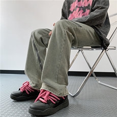 美式高街牛仔裤男拉链开衩个性帅气2023秋季ins长裤RK894-P46，男装牛仔裤，星座412-3