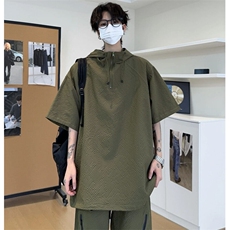 网图【连帽泡泡纱防晒衣】夏季潮牌短袖百搭宽松T恤套装TZ113-P68，男装防晒衣，星座1213
