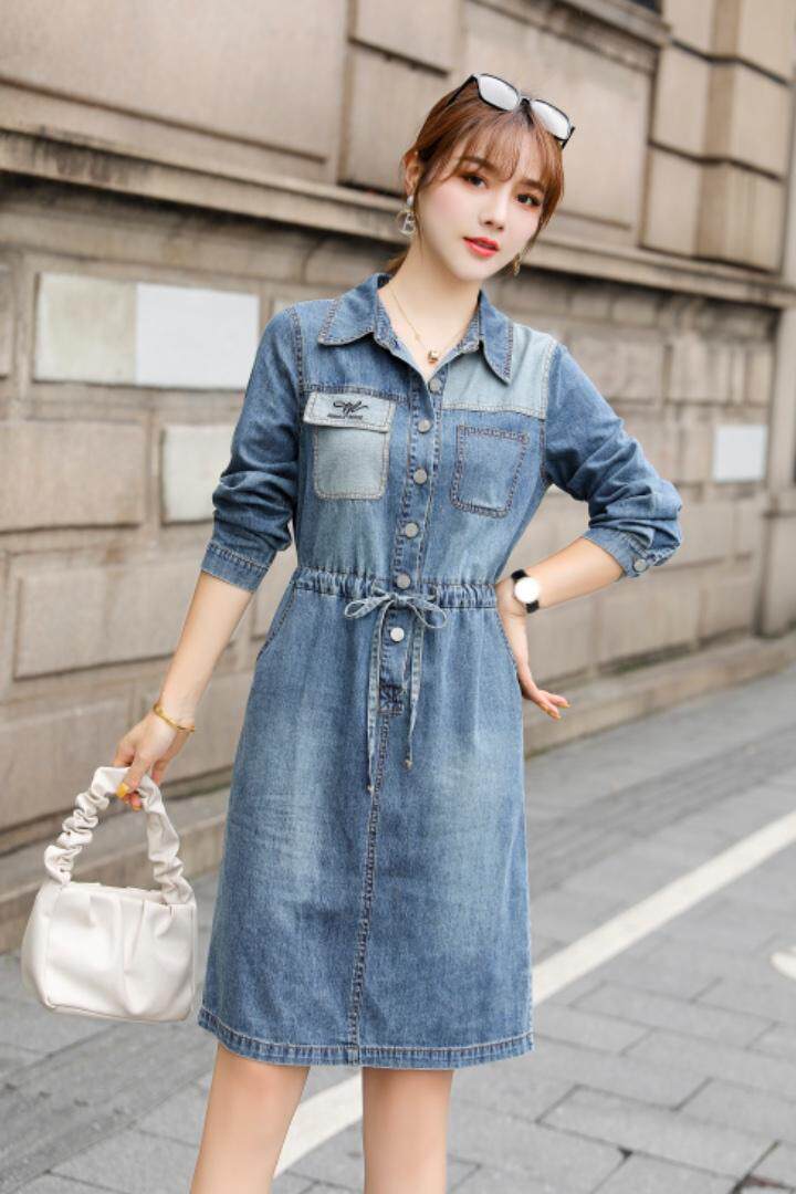 新品牛仔连衣裙，女装连衣裙，千利红