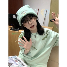 H0540-P35刺绣休闲宽松情侣短袖t恤女，女装T恤，星座617A-2