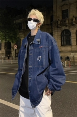 男装牛仔外套2026秋季绣标印花男生翻领夹克上衣XZ514-2-N95-P88，男装工装外套，星座514-2(原B239)