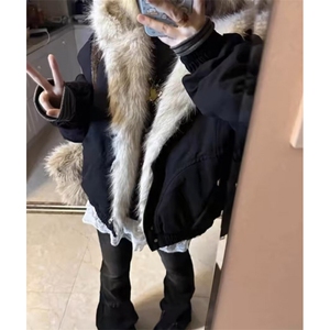 黑色毛领座山雕短款棉服男冬季加厚保暖棉衣连帽外套M950