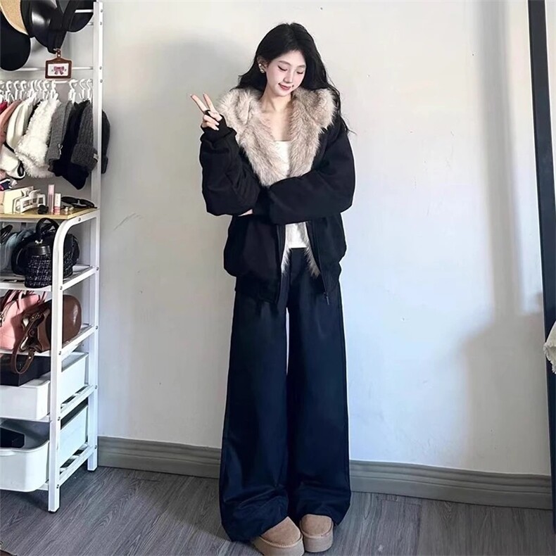 203-6MY222P94特～座山雕毛茸茸毛领棉服外套男女加绒加厚外套,男装棉衣,星座203-6(原电商259)