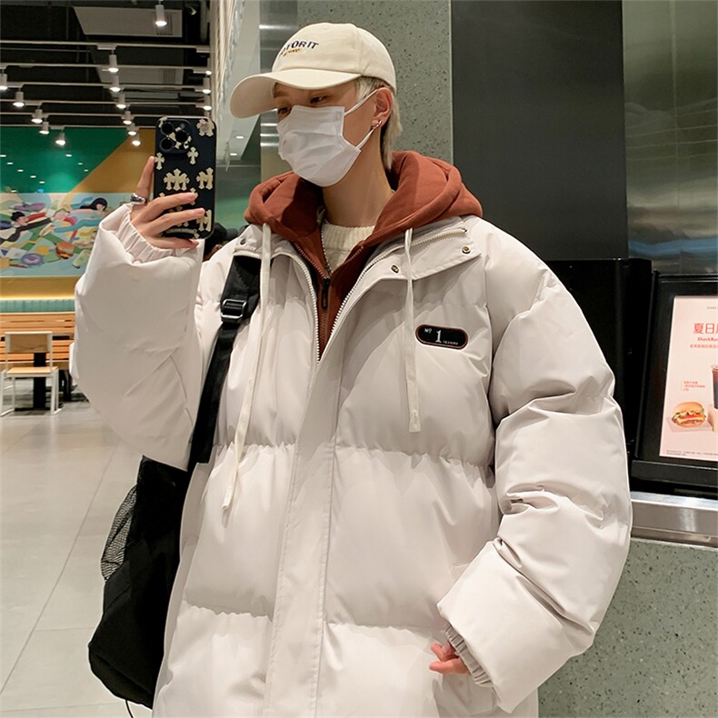 现货抖音得物二开三防加厚假两件拼接连帽棉衣冬季棉服LL9999,男装棉衣,电商A486