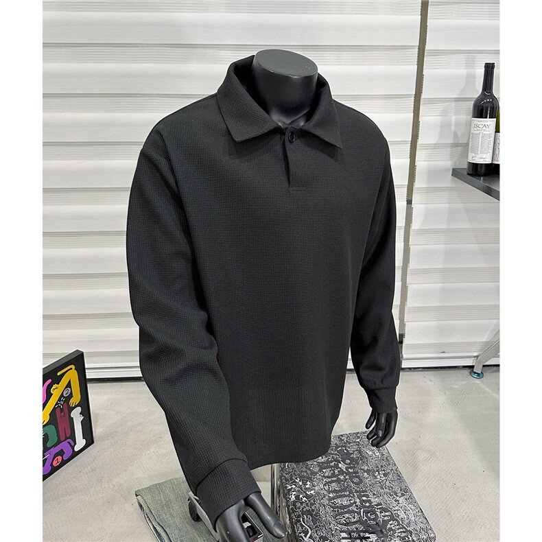 假模2026春装套头翻领卫衣男装春季大码宽松长袖打底T恤S390特P38图片