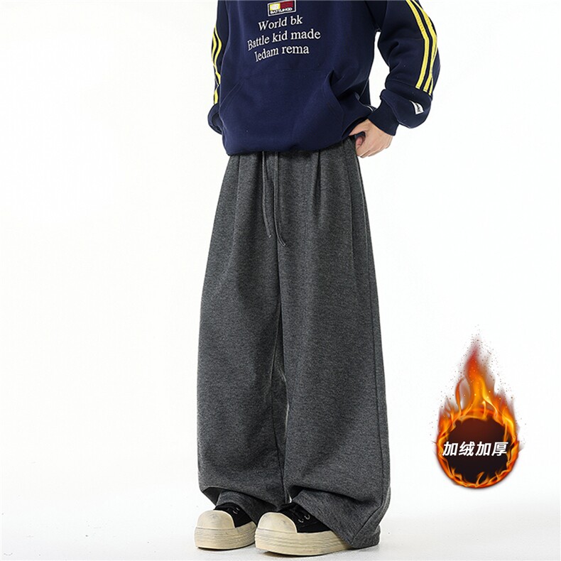 糯米裤宽松慵懒风卫裤男秋冬款休闲百搭弯刀裤微长拖地裤KZ083P45，男装休闲裤，电商B312