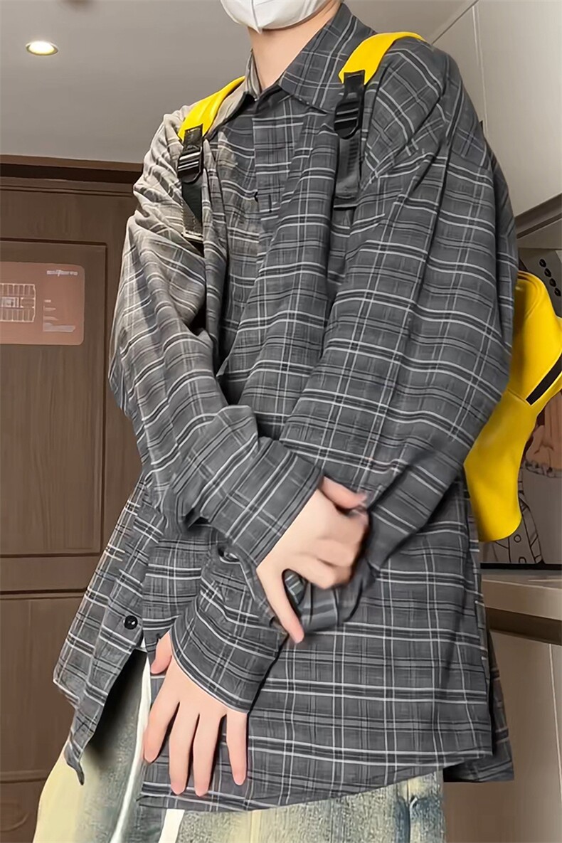 格子衬衫男宽松衬衣KD628-P30,男装衬衫,电商D312-1